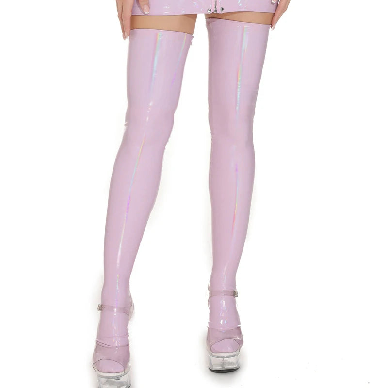 Shiny Illusory Bright Leather Over Knee Stockings