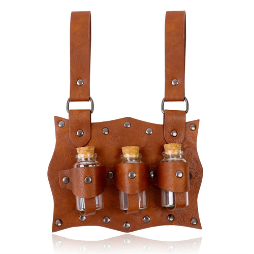 Medieval Witch Wizard Dark Magic Cork Bottle With Leather Waist Holder