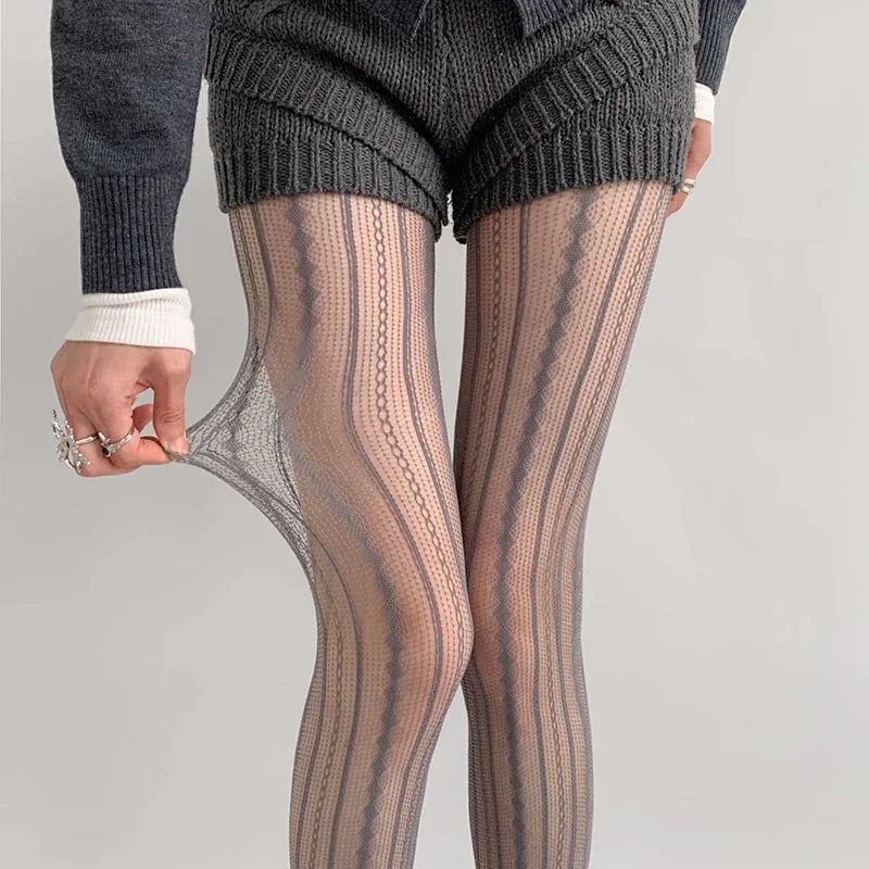 Striped Fishnet Stockings