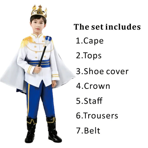 7 Pieces Boys Medieval Royal Prince Costume