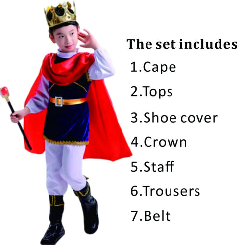 7 Pieces Boys Medieval Royal Prince Costume