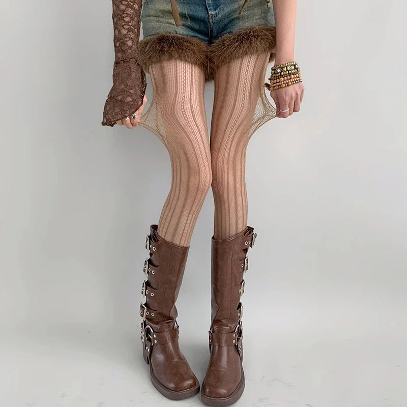 Striped Fishnet Stockings