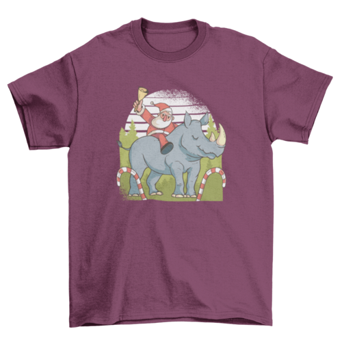Santa Riding Rhino T-shirt
