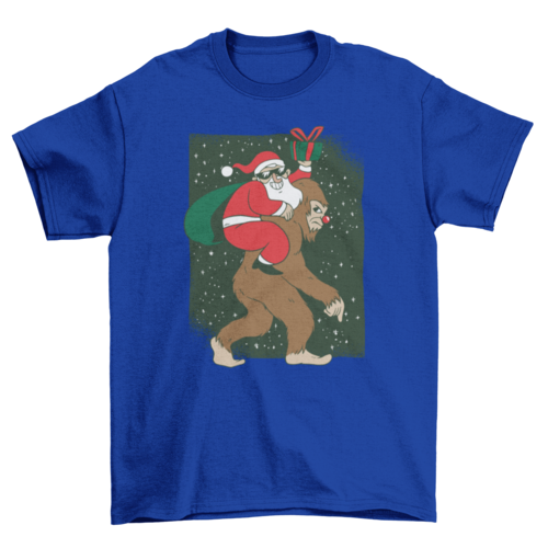 Santa Riding Bigfoot T-shirt