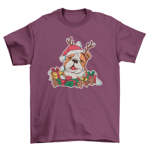 Christmas Bulldog T-shirt