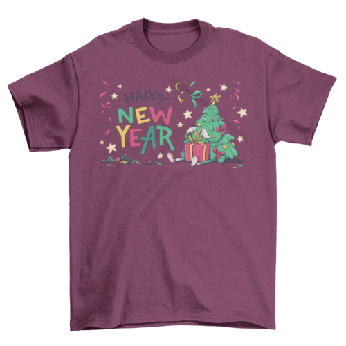 Happy New Year Christmas Tree T-shirt