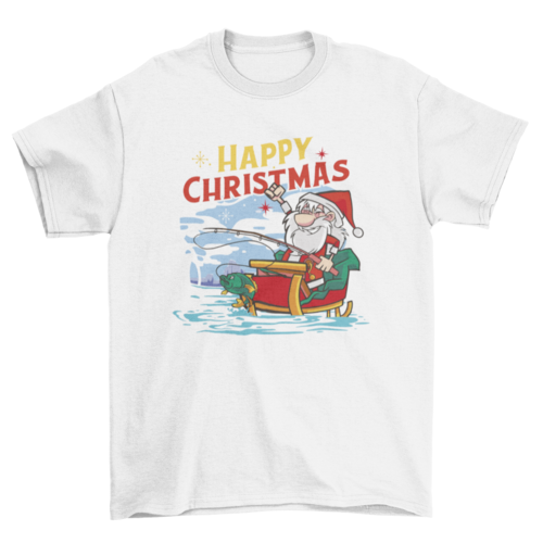 Fishing Santa Christmas T-shirt