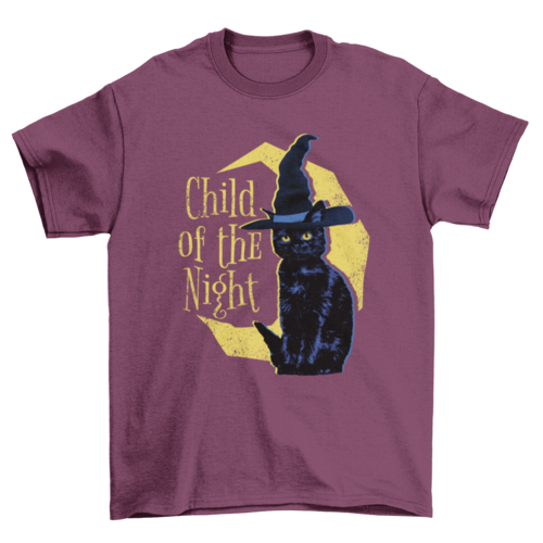 Child Of The Night Black Cat Halloween Tee