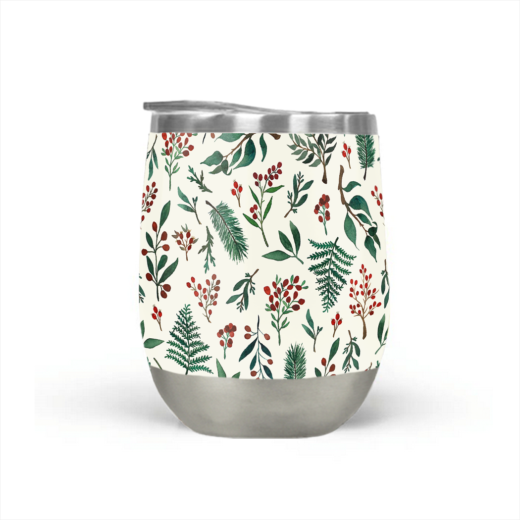 Christmas Berries Wine Tumbler