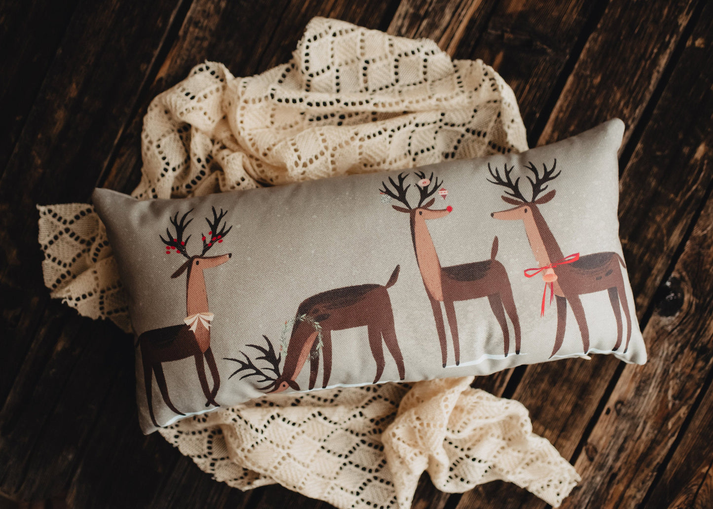 Christmas Reindeer Throw Pillow Cover