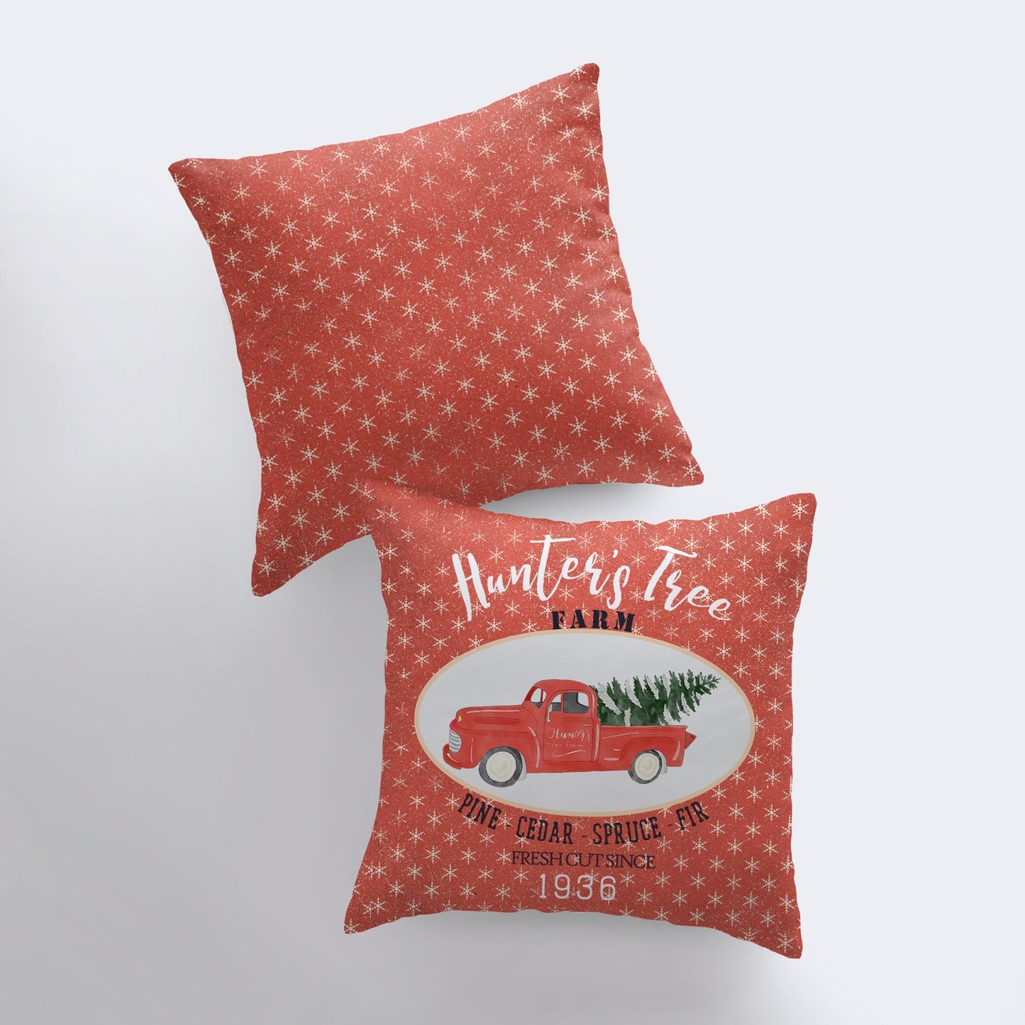 Red Christmas Truck Throw Pillow Cover