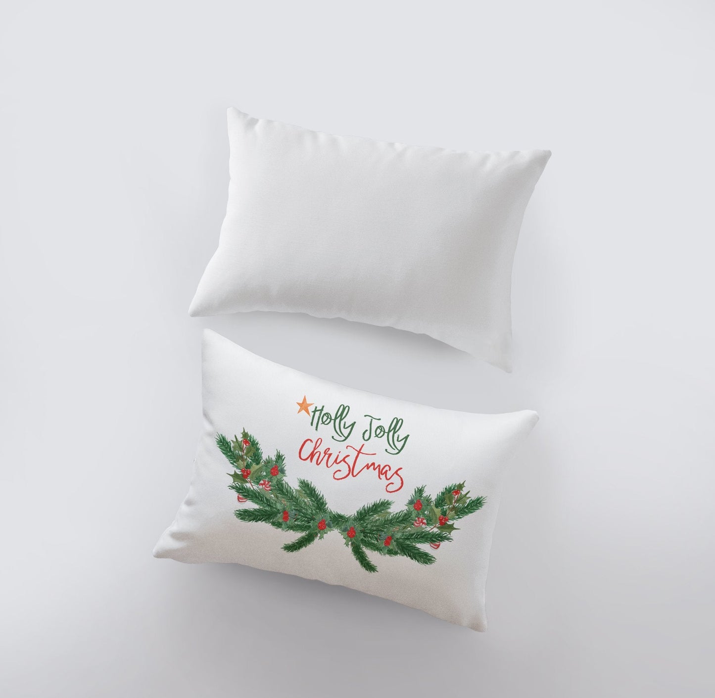 Holly Jolly Christmas Throw Pillow Cover