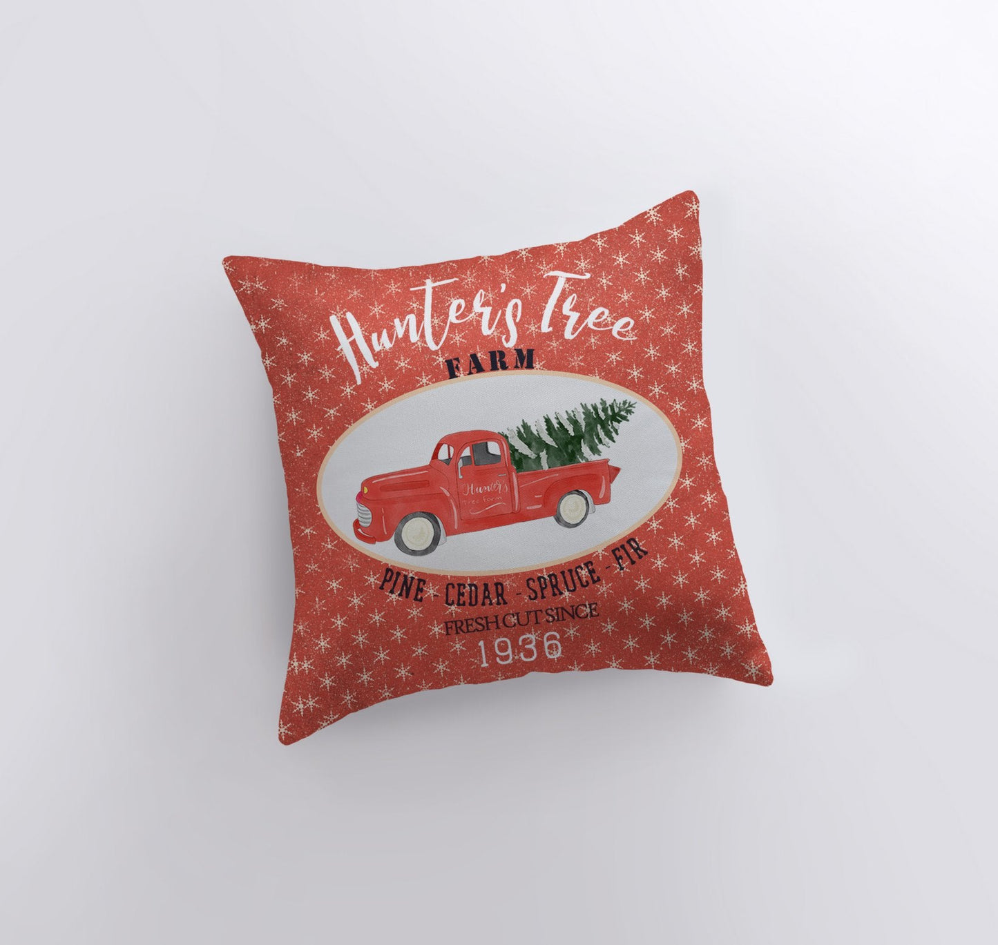 Red Christmas Truck Throw Pillow Cover