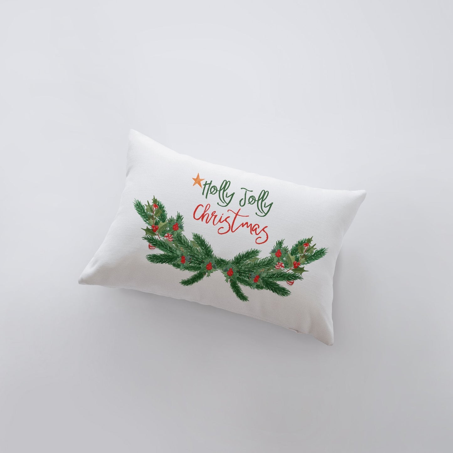 Holly Jolly Christmas Throw Pillow Cover