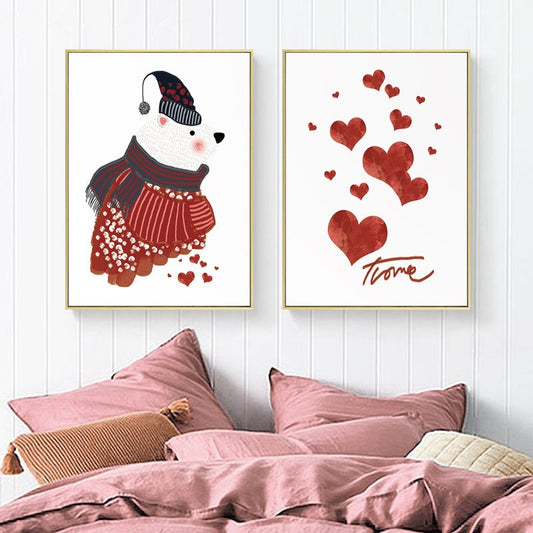 Little White Bear Canvas Painting