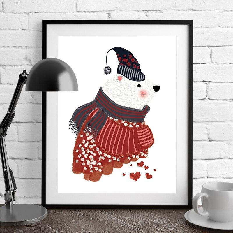 Little White Bear Canvas Painting