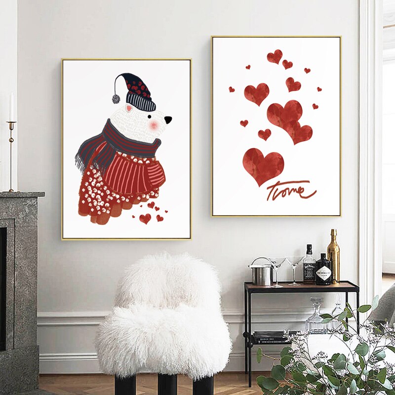 Little White Bear Canvas Painting