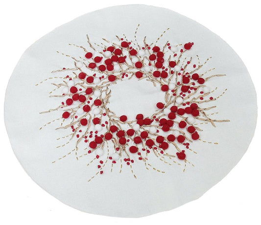 Holiday Berry Wreath Placemat, 16''Round