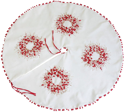 Holiday Berry Wreath Tree Skirt