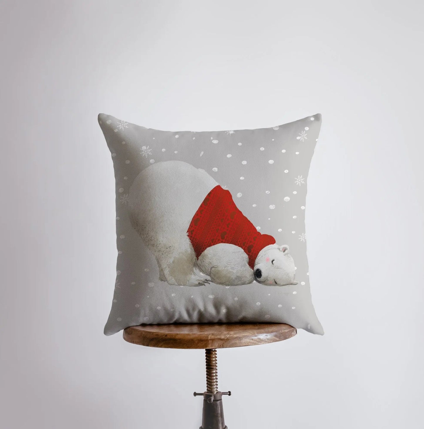 Winter Polar Bear Throw Pillow Cover