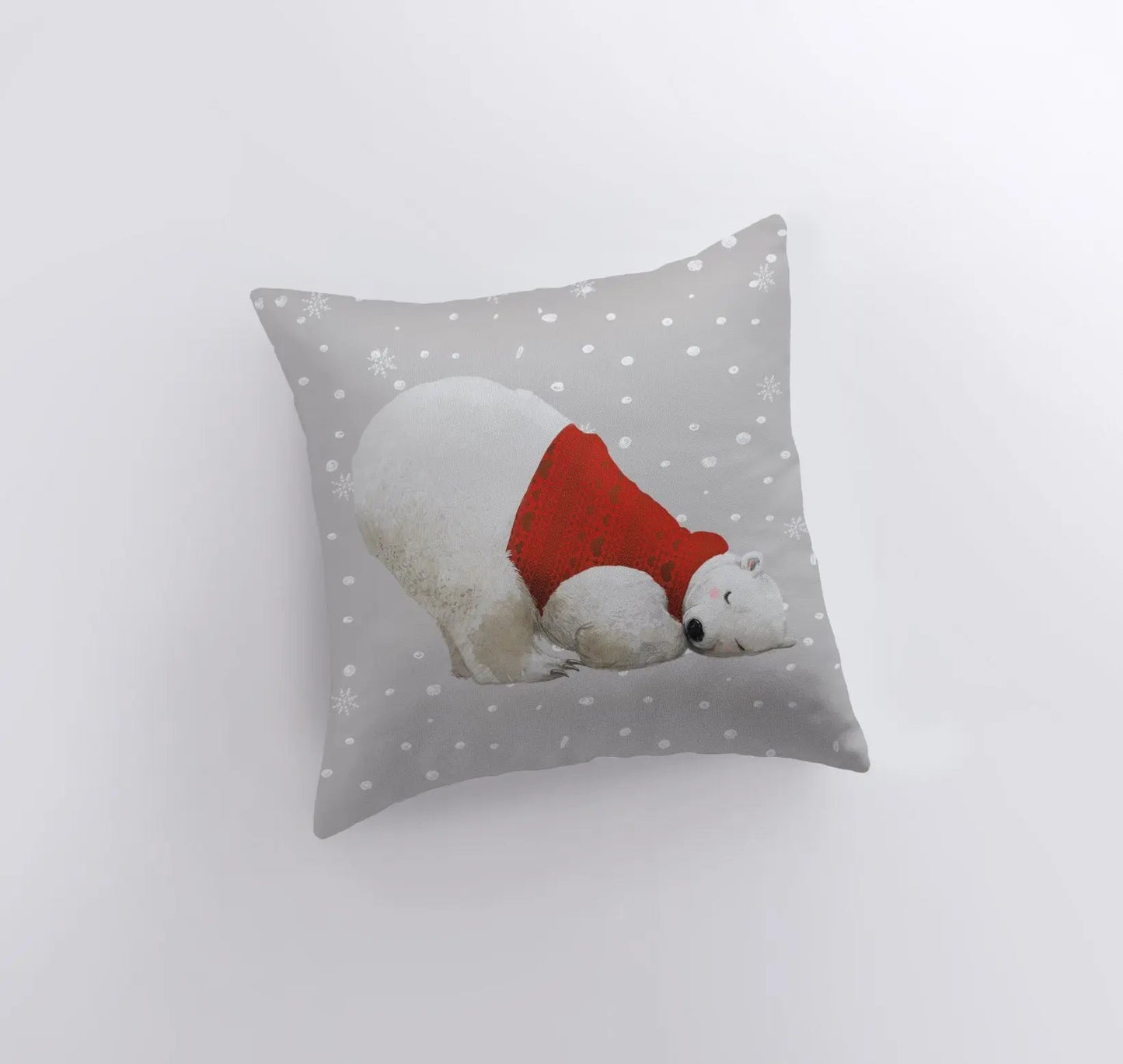 Winter Polar Bear Throw Pillow Cover