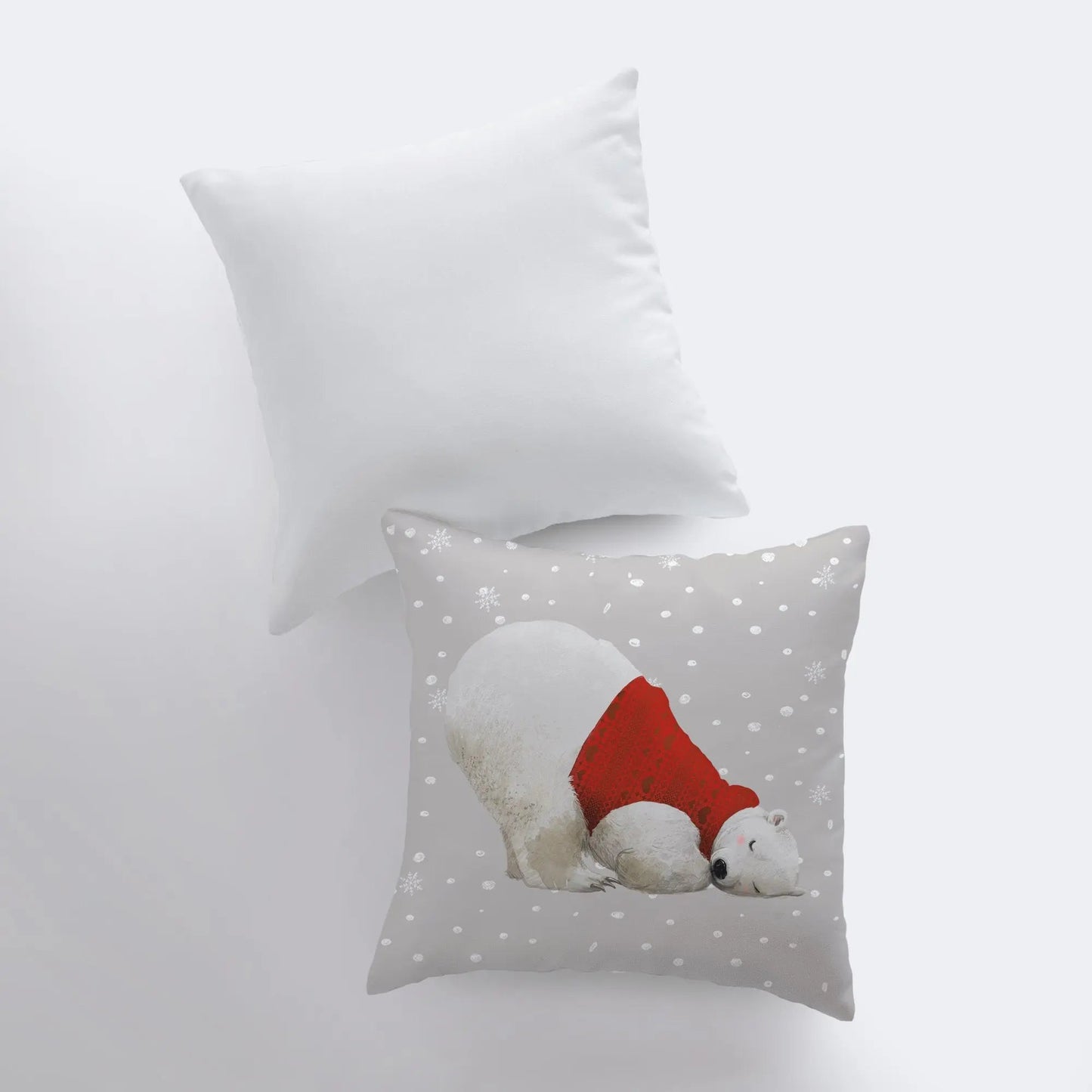 Winter Polar Bear Throw Pillow Cover