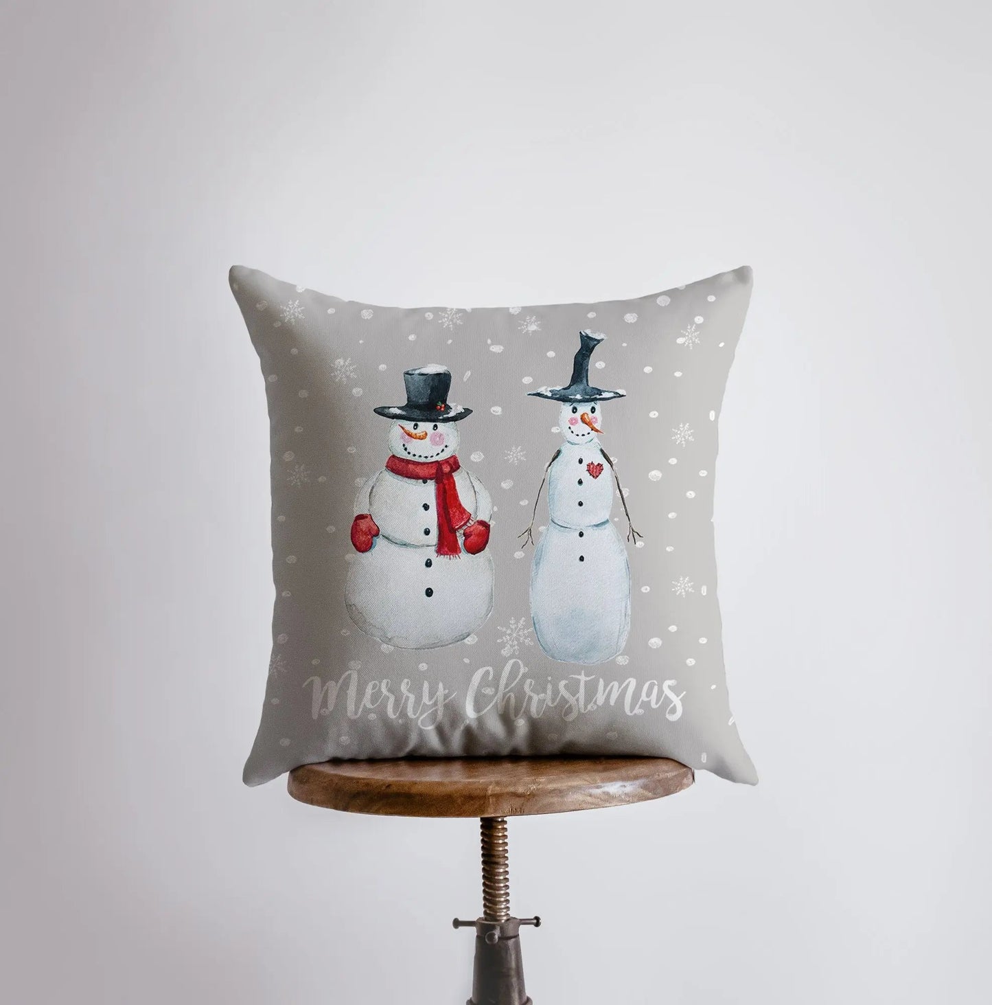 Primitive Snowmen Throw Pillow Cover