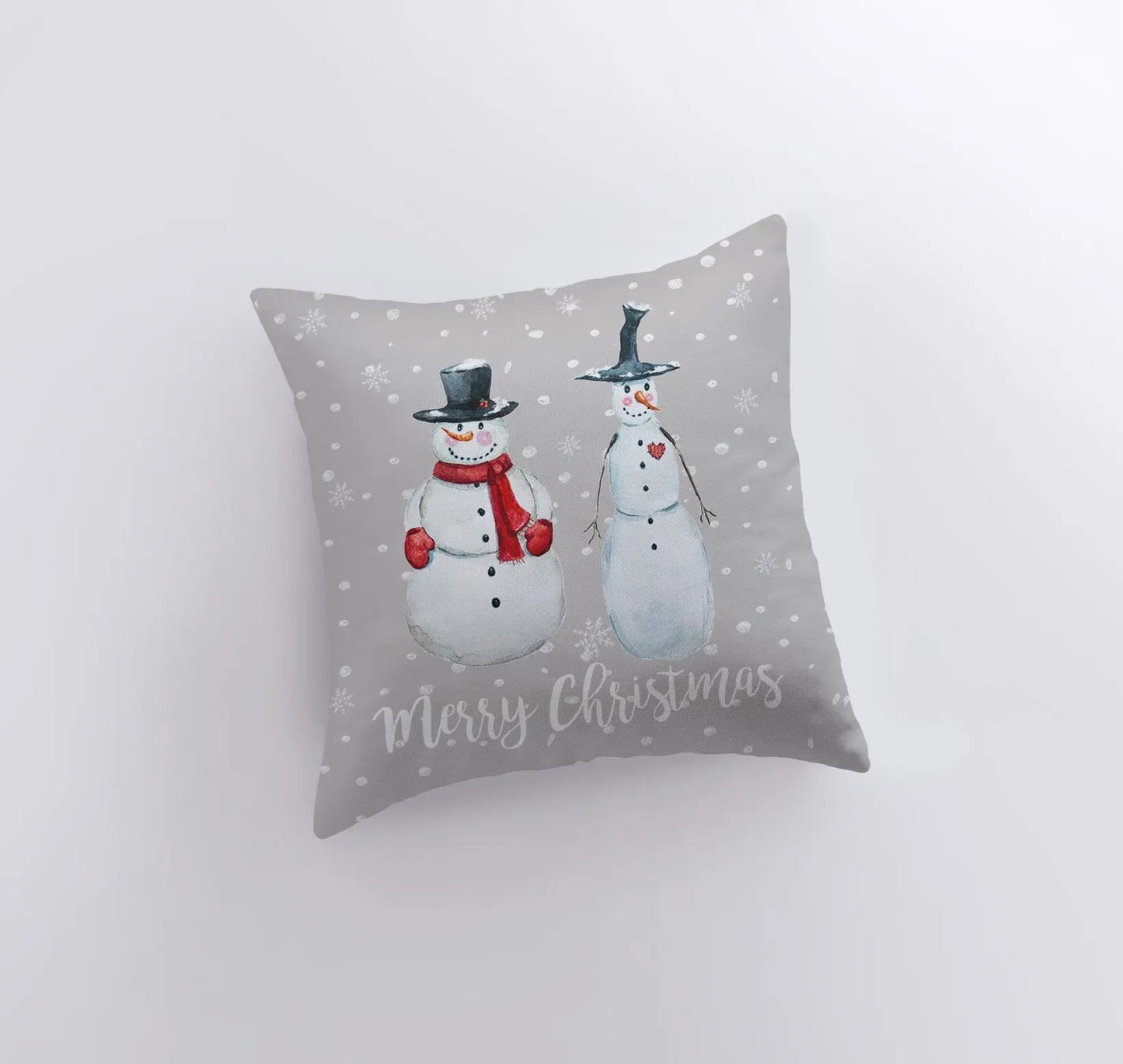 Primitive Snowmen Throw Pillow Cover