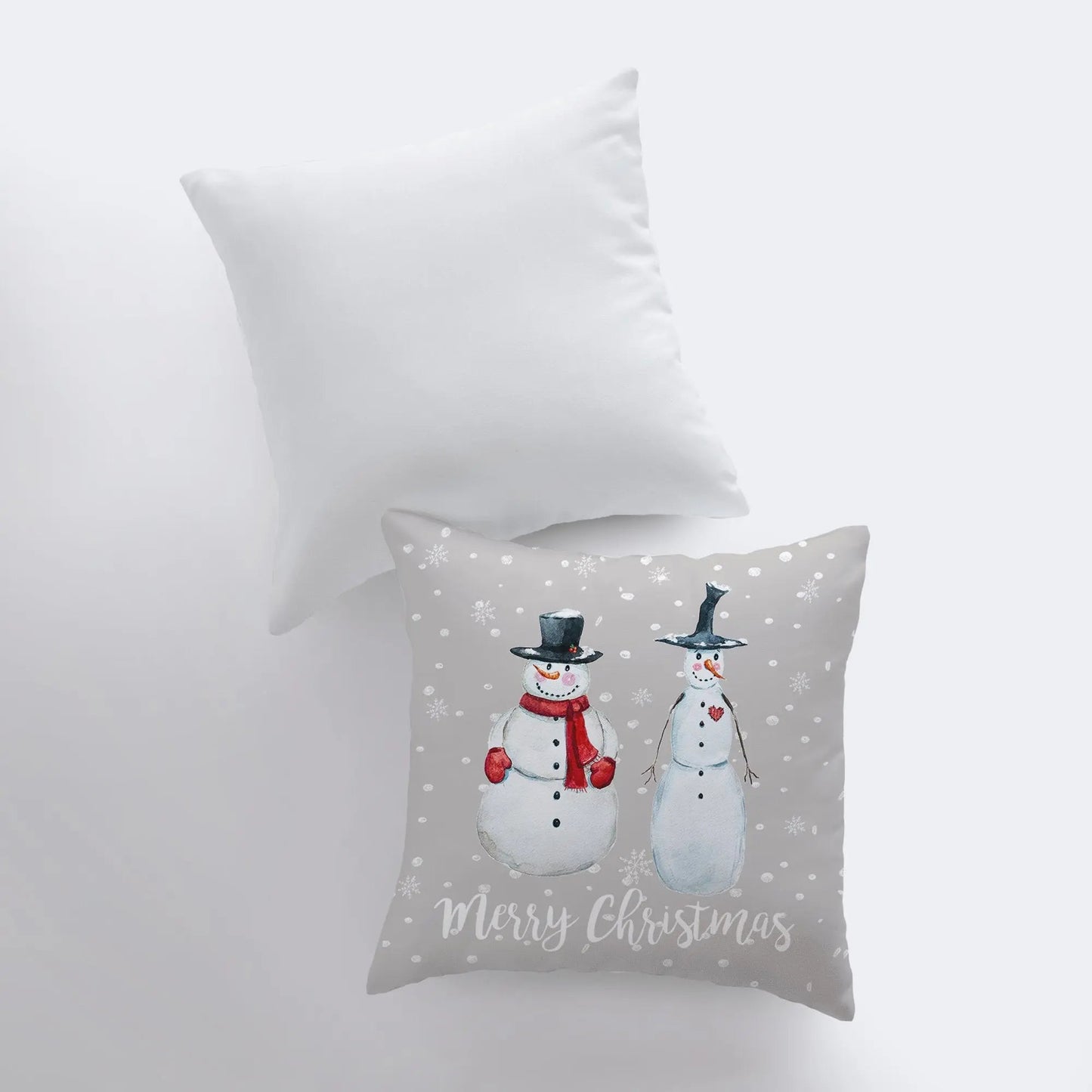 Primitive Snowmen Throw Pillow Cover