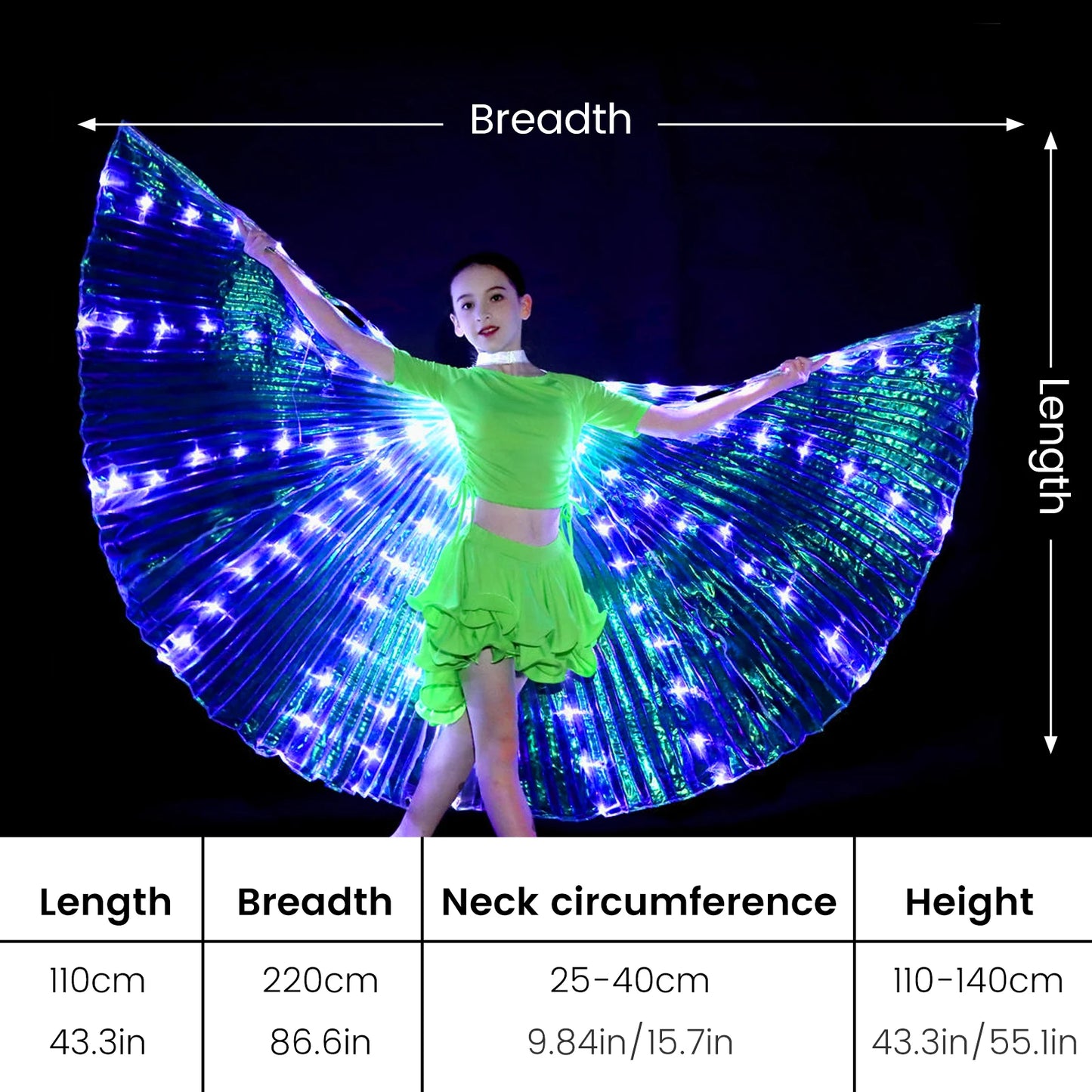 LED Butterfly Wings With Telescopic Sticks