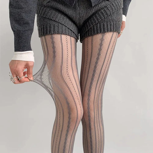 Striped Fishnet Stockings