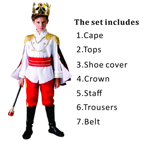 7 Pieces Boys Medieval Royal Prince Costume