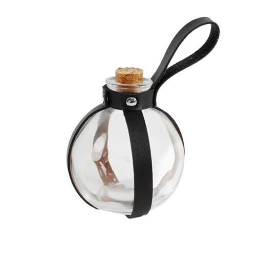 Medieval Witch Wizard Dark Magic Cork Bottle With Leather Waist Holder