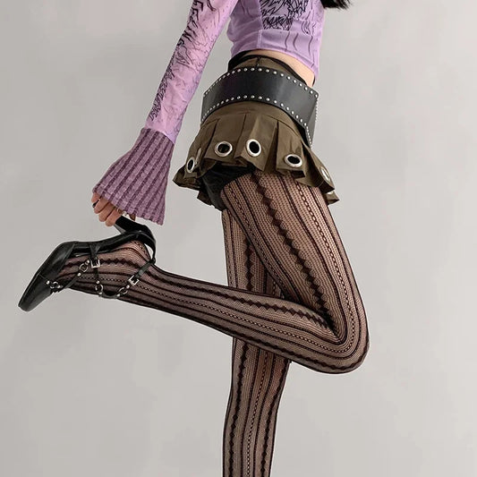 Striped Fishnet Stockings
