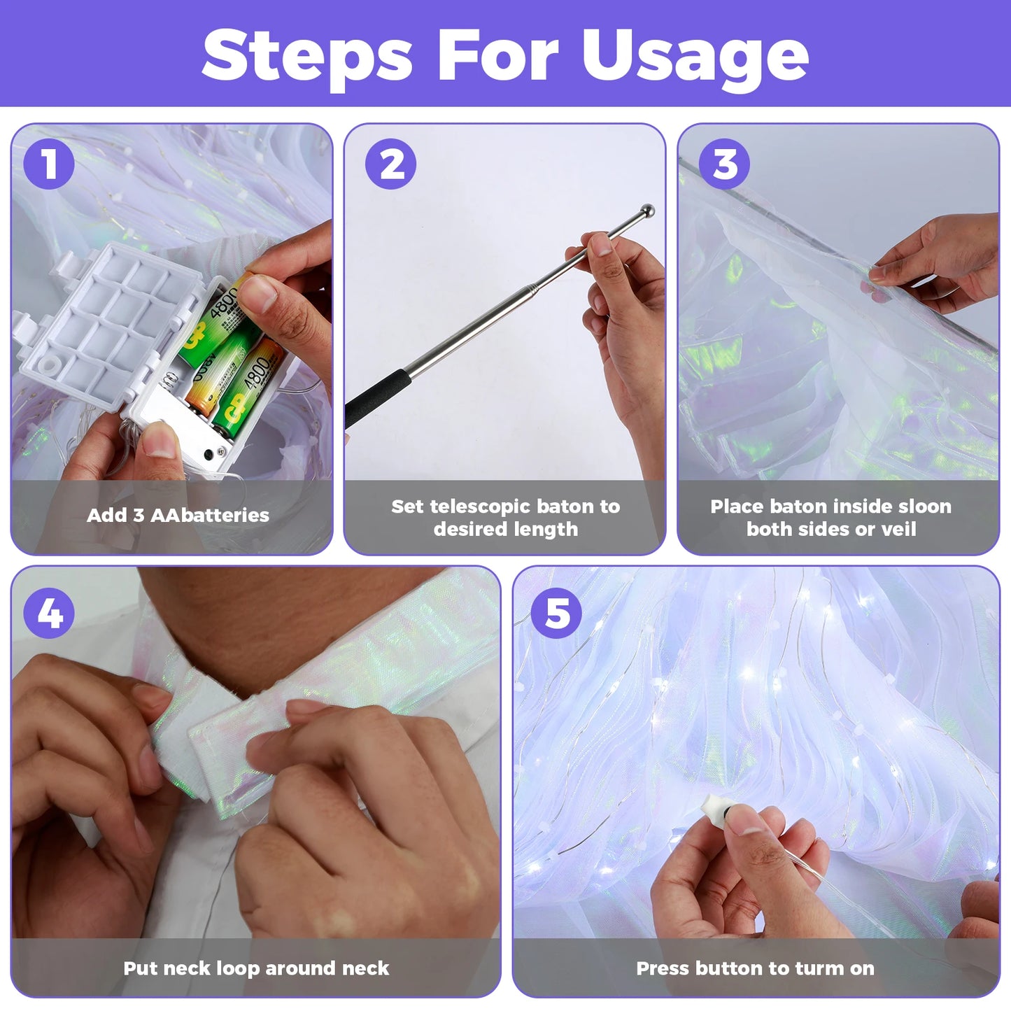 LED Butterfly Wings With Telescopic Sticks