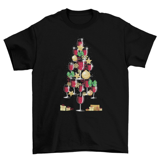 Wine Christmas Tree T-shirt