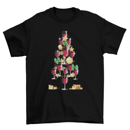 Wine Christmas Tree T-shirt