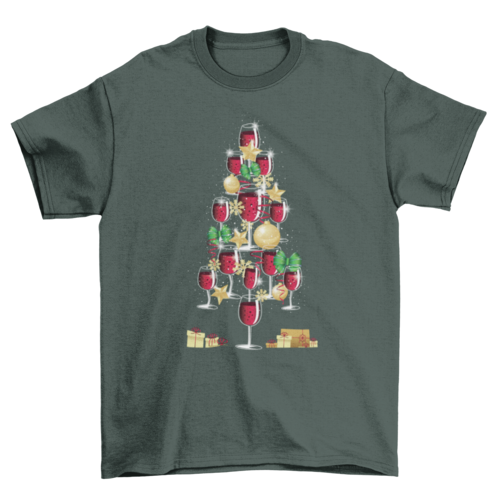 Wine Christmas Tree T-shirt
