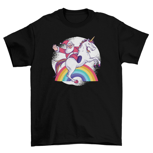 Santa Riding Unicorn T-shirt