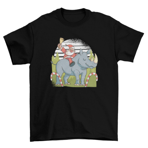 Santa Riding Rhino T-shirt