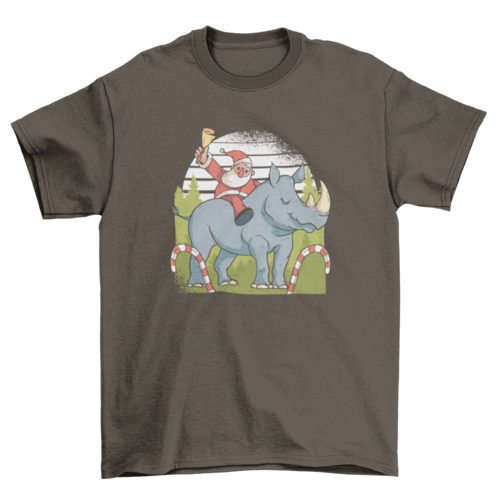 Santa Riding Rhino T-shirt