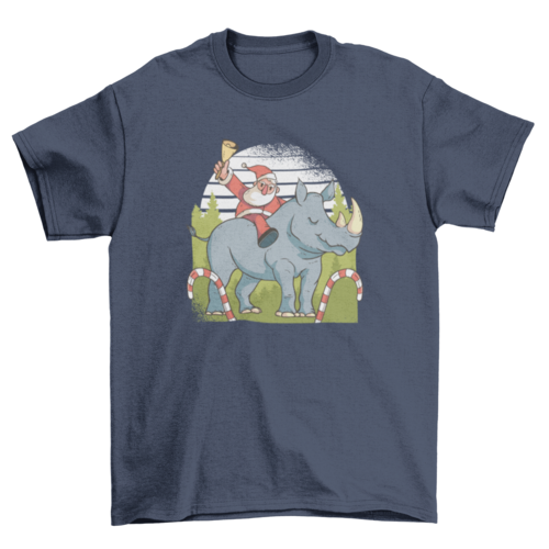 Santa Riding Rhino T-shirt