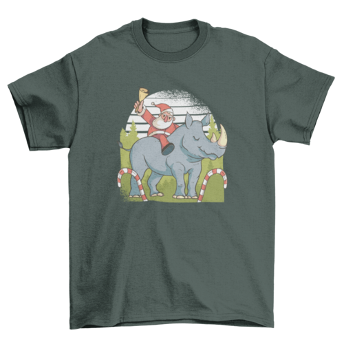 Santa Riding Rhino T-shirt