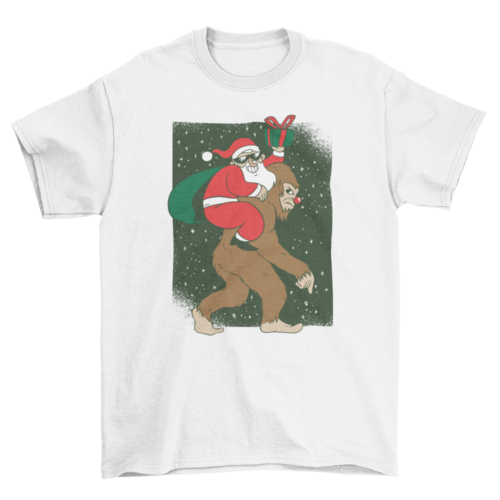 Santa Riding Bigfoot T-shirt