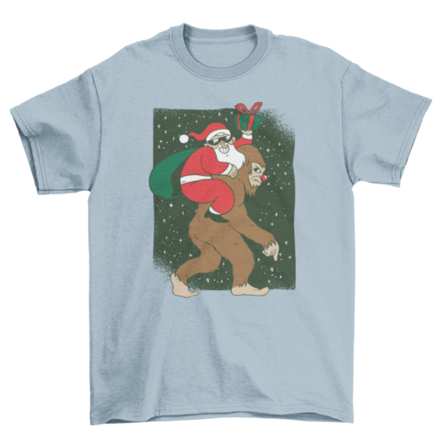 Santa Riding Bigfoot T-shirt