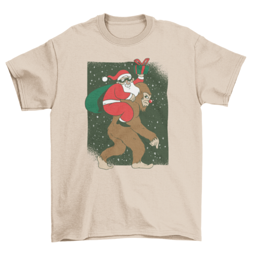 Santa Riding Bigfoot T-shirt
