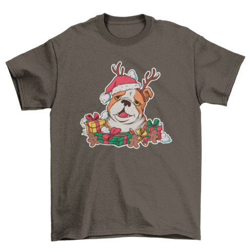 Christmas Bulldog T-shirt