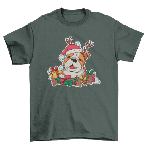 Christmas Bulldog T-shirt