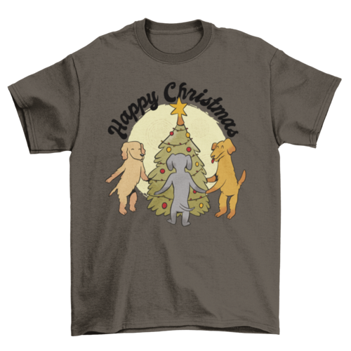 Dogs Around Christmas Tree T-shirt