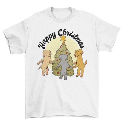 Dogs Around Christmas Tree T-shirt